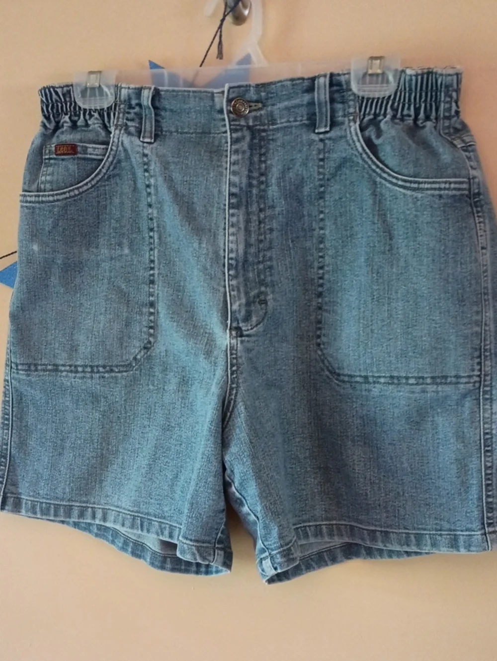 Lee Women's Blue Side Elastic Waist Denim Shorts, Sz 14